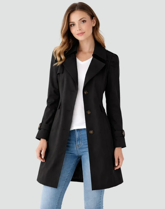 Fiorella Double-Breasted Mid-Length Trench Coat
