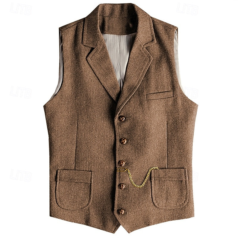 Cecilia Tailored Herringbone Button Front Waistcoat