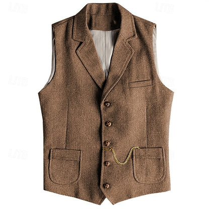 Cecilia Tailored Herringbone Button Front Waistcoat