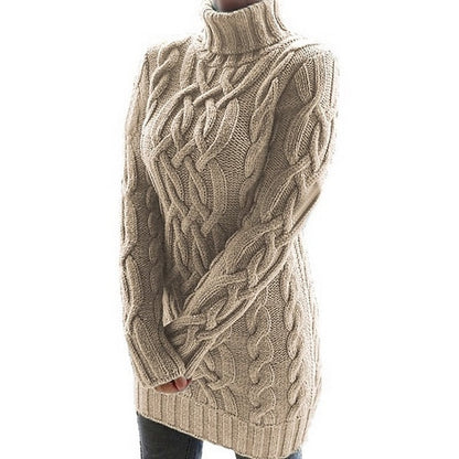 Cordelia Fitted Cable Knit Turtleneck Jumper Dress