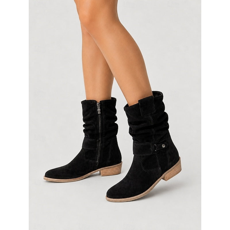 Delphine Slouchy Low Block Heel Ankle Boots